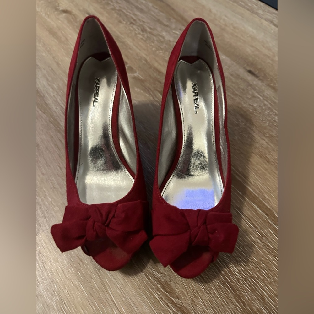 Xappeal Bellini Red Peep Toe Pumps